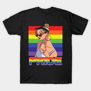 Pride Month Rainbow Lesbian Chola T-Shirt